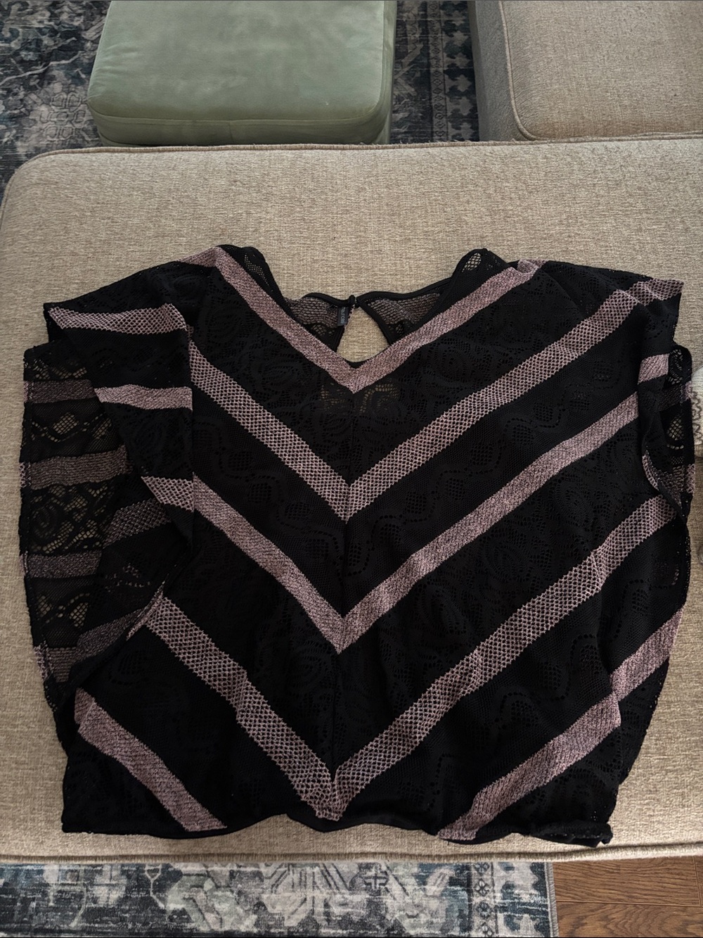 Maurices Black Lace Top with Mauve Stripes